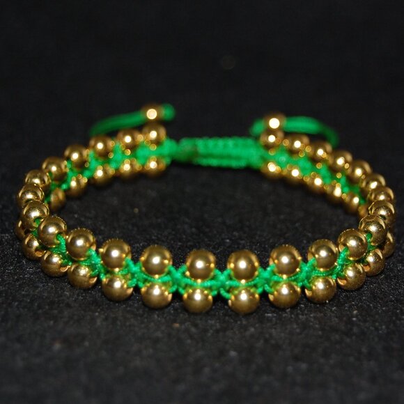 Golden Double Bead Bracelet,Drawstring Threat Bracelet,Golden Bracelet - Picture 2 of 2